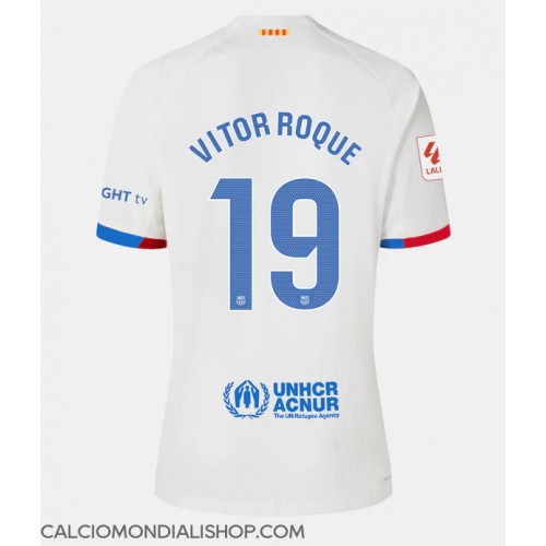 Maglie da calcio Barcelona Vitor Roque #19 Seconda Maglia Femminile 2023-24 Manica Corta